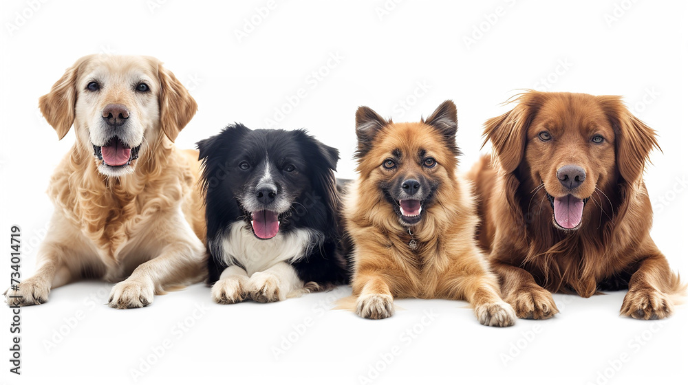 Beautiful dogs looks directly in camera on white background , Beautiful dogs looks directly in camera on white background ,