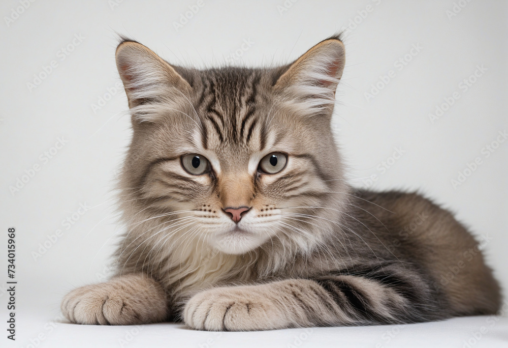 Snoozing cat on blank backdrop Snoozing cat on blank backdrop