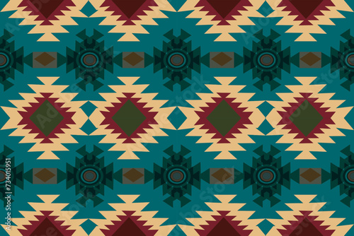 geometric shapes fabric design vector Mix and match Thai patterns. Seamless, carpeted floors, tapei, shawls, towels, textiles, yoga mats, neck scarves or patterned handkerchiefs