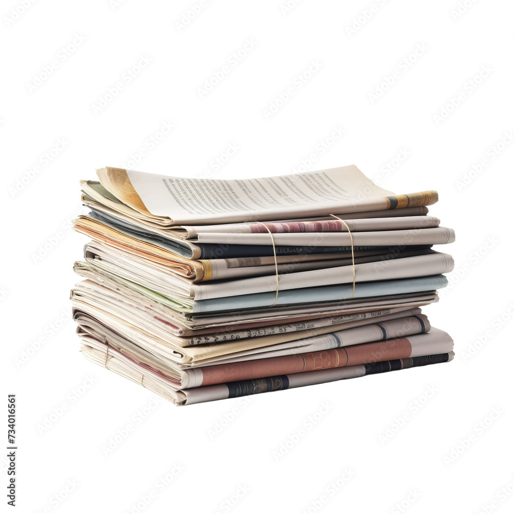 Stack of newspapers on white or transparent background Stack of newspapers on white or transparent background