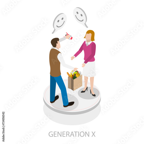 3D Isometric Flat Vector Illustration of Social Generations, Different Age Groups. Item 4