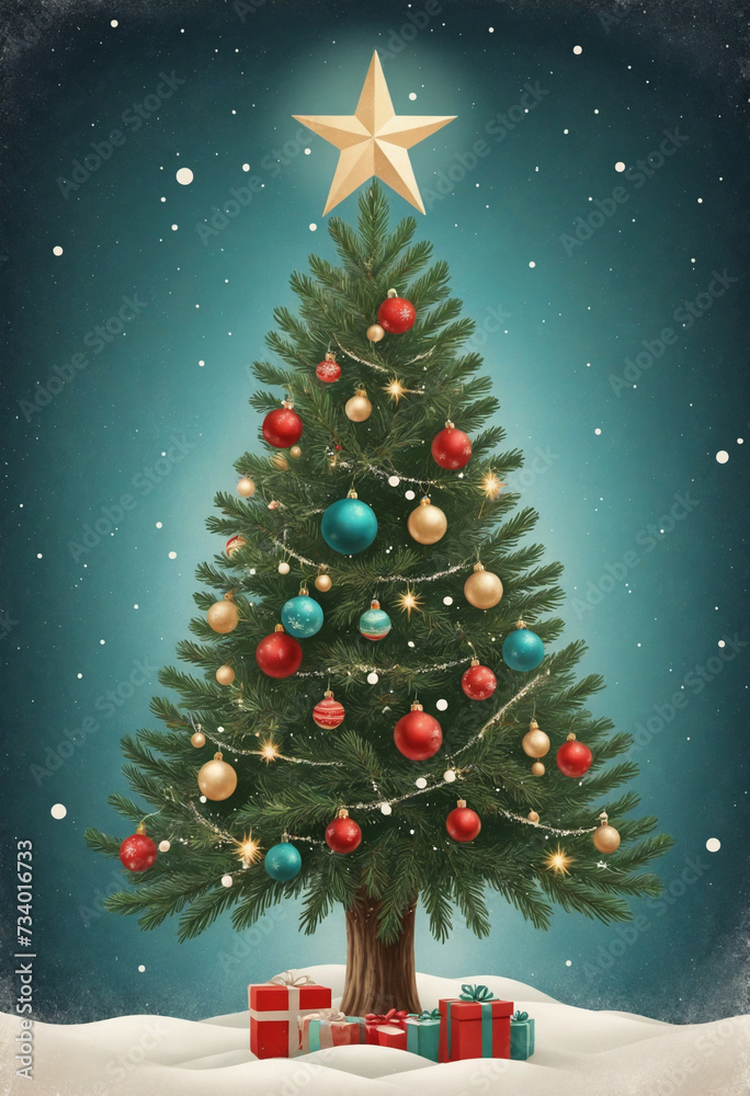 Old-fashioned holiday tree drawing