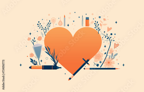orange heart background For celebrating Valentine's Day