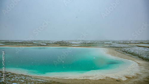 Dachaidan Emerald Lake, Hainan Mongolian and Tibetan Autonomous Prefecture, Qinghai Province - a lake in the saline-alkali land