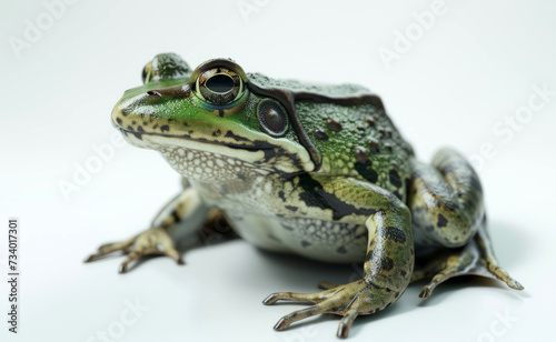 Green Frog on white background.
