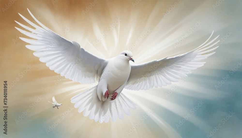 Obraz premium Majestic Dove Soaring Above the Planet