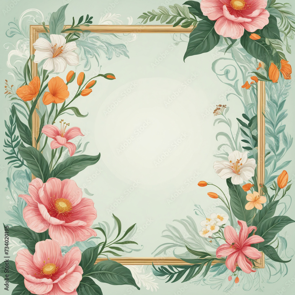 Fototapeta premium Underwater Flowers Frame on Transparent Background