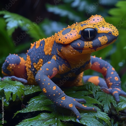 Female Crocodile newt (Tylototriton verrucosus) is an attractive large and robust species photo