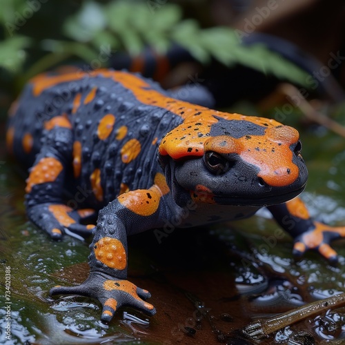 Female Crocodile newt (Tylototriton verrucosus) is an attractive large and robust species photo