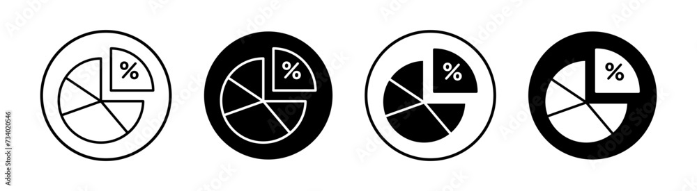 Market share flat line icon set. Market share Thin line illustration vector - obrazy, fototapety, plakaty 