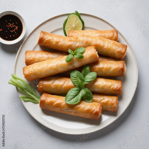 Vietnamese spring rolls in clear background