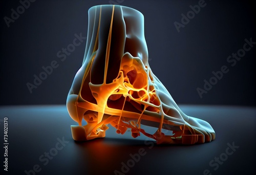 3d rendered illustration of a painful ankle joint. Generative AI photo