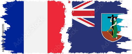 Montserrat and France grunge flags connection vector photo
