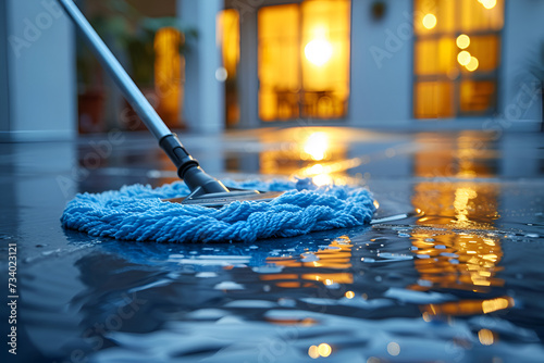 a mop cleaning the floor outside a home photo