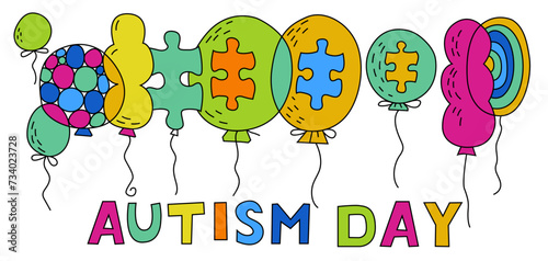 Autism awareness day. Autistic spectrum disorder landscape poster.