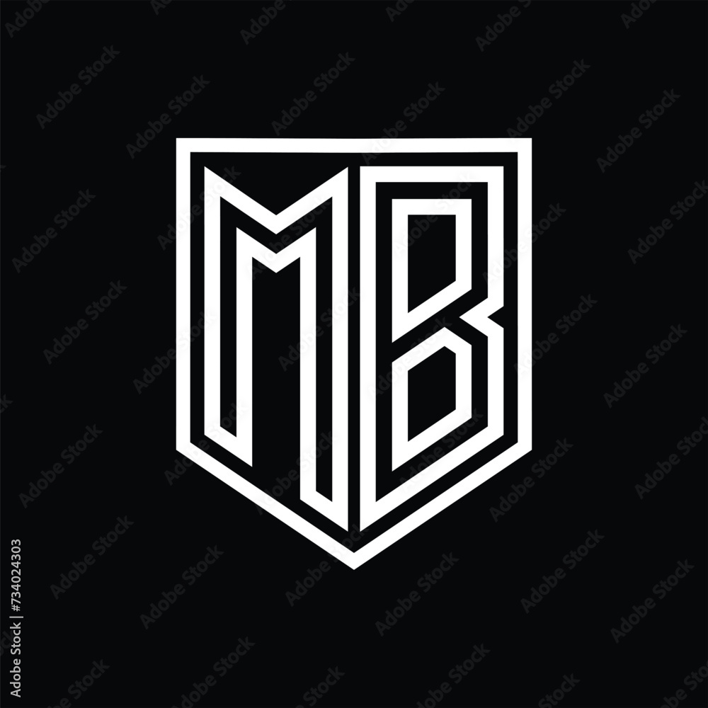 MB Letter Logo monogram shield geometric line inside shield isolated style design MB Letter Logo monogram shield geometric line inside shield isolated style design