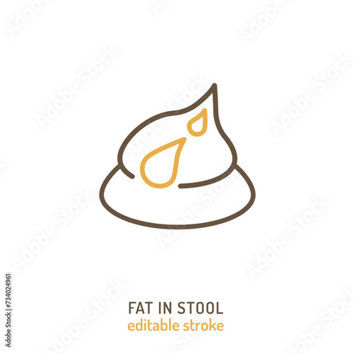 Fat in human stool. Linear icon, pictogram, symbol.