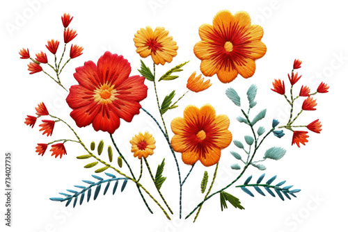 PNG Wildflower in embroidery style pattern art inflorescence.