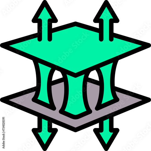 Fabric properties coloured and colorful icon - sticky material
