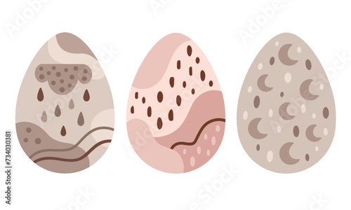 Boho Easter eggs clipart set. Happy Easter clipart in flat style. Easter decor. Hand drawn vector illustration.