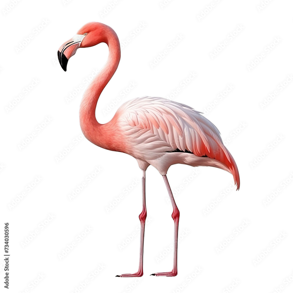 Obraz premium A flamingo bird isolated on transparent background.
