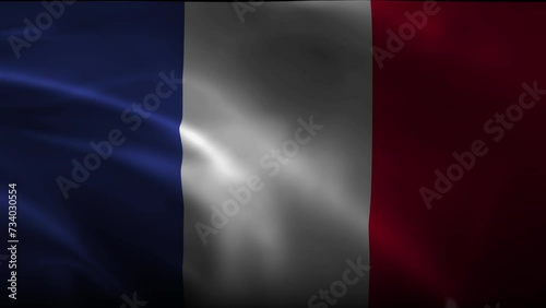 France national flag animation with realistic wavy effect. Video animation with 4k quality suitable for background, greetings, or celebration