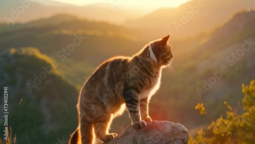 footage of a cat on a mountain photo