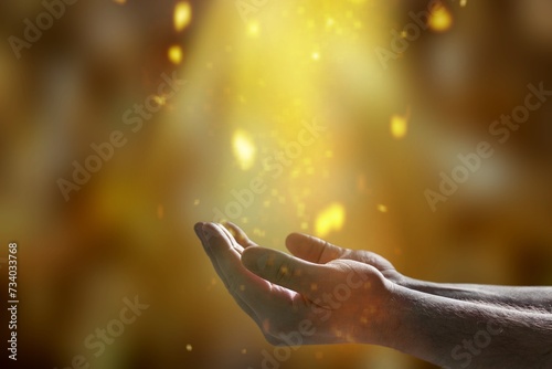 praying hands of person with faith in religion