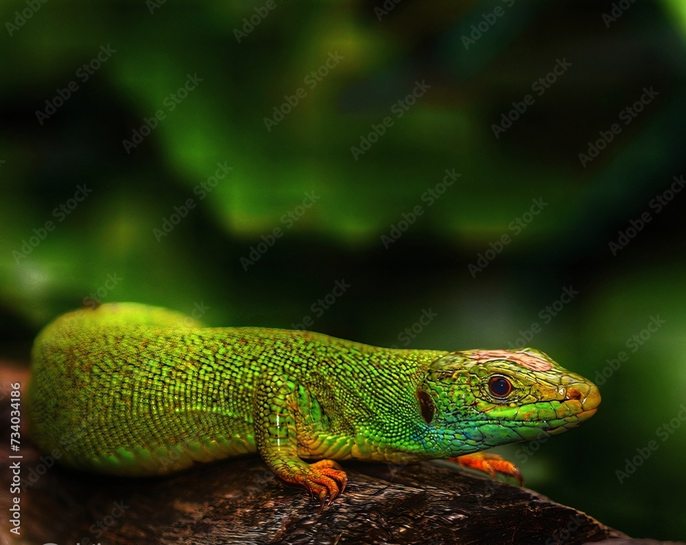 green lizard on a tree