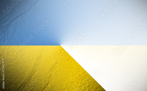 flag of Ukraine on scratched metal