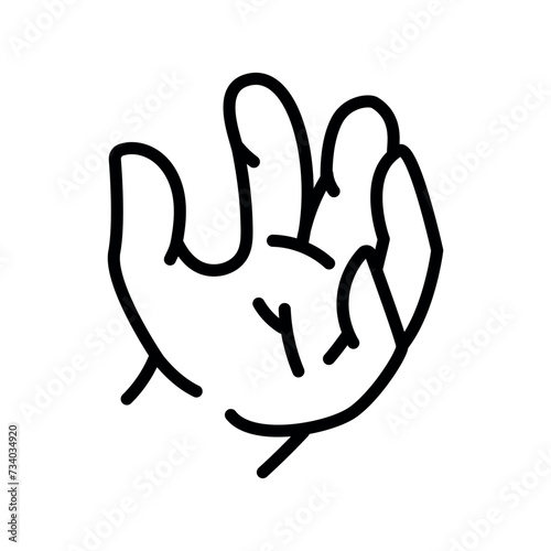 Cartoon gesture line icons set. Character hand.