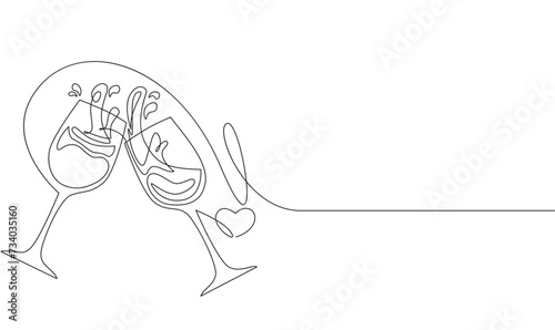 wine glass line art style vector eps 10
