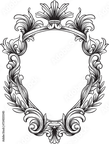Frame Heraldic vintage hand drawing engraving style 8 (ID: 734035540)