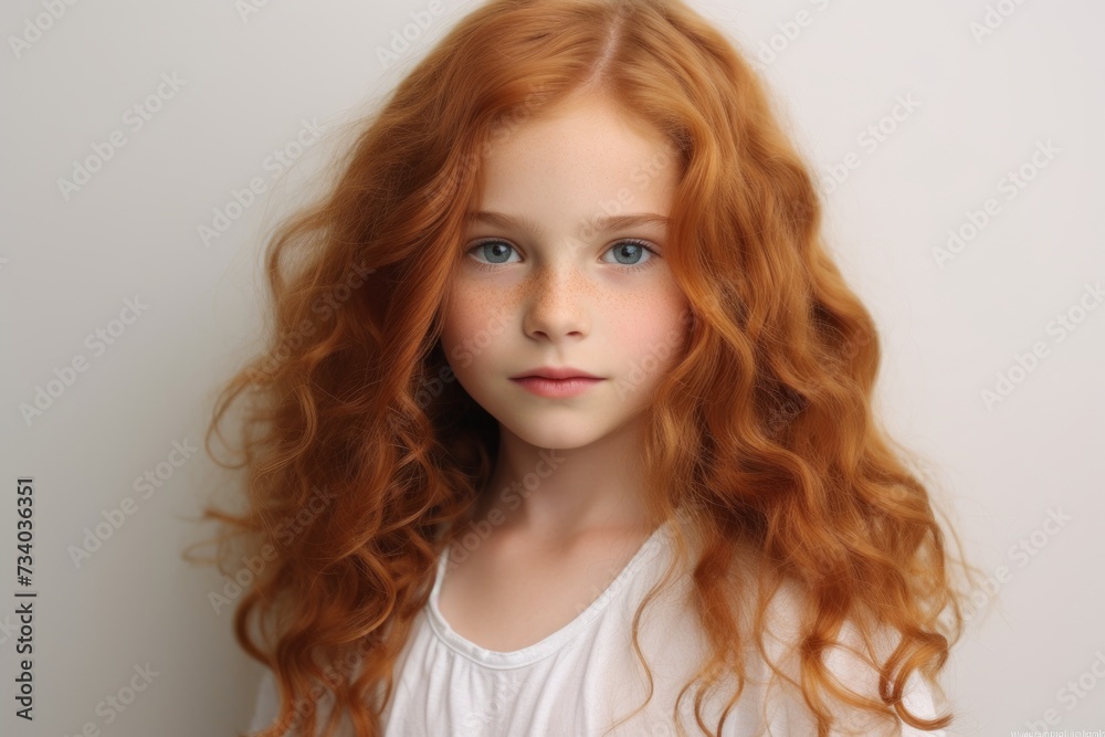 Portrait of a beautiful red-haired girl with long curly hair. Portrait of a beautiful red-haired girl with long curly hair.