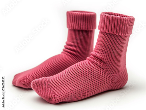 Girl socks are isolated on a white background in a minimalist style. 