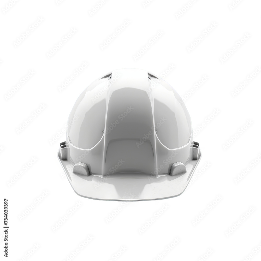 White Industrial Safety Helmet with Ventilation and Headlamp Clips on Transparent Background White Industrial Safety Helmet with Ventilation and Headlamp Clips on Transparent Background