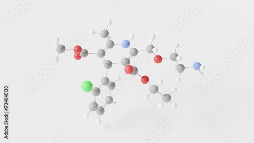 amlodipine molecule 3d, molecular structure, ball and stick model, structural chemical formula norvasc photo