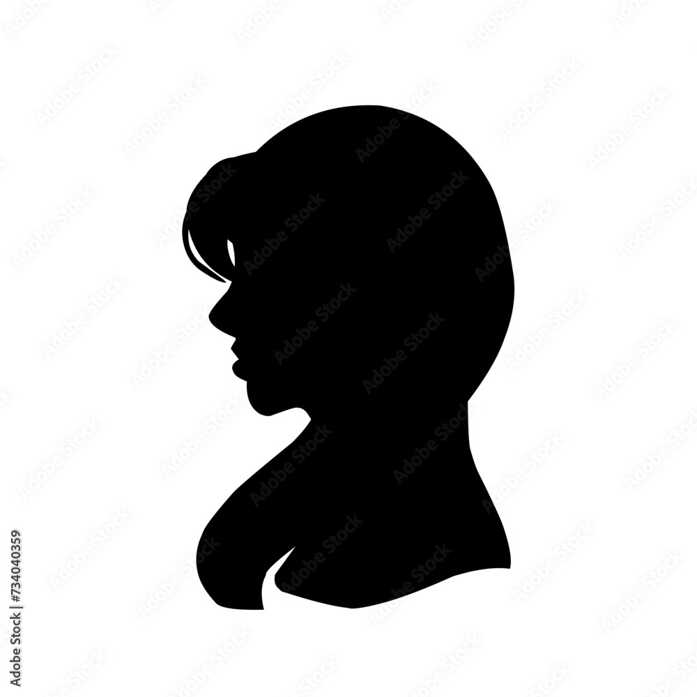 Female profile silhouettes, different variants Female profile silhouettes, different variants