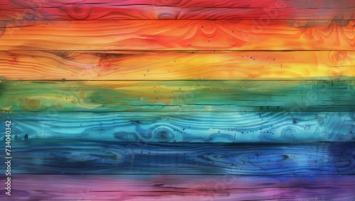 colorful wood planks in rainbow colors Generative AI