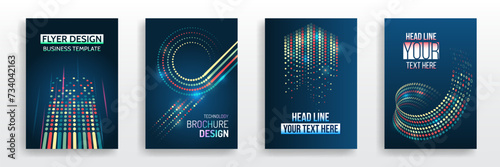 Scientific cover template for presentation, banner. Set of high-tech covers for marketing. Modern technology design for posters. Futuristic background for flyer, brochure.