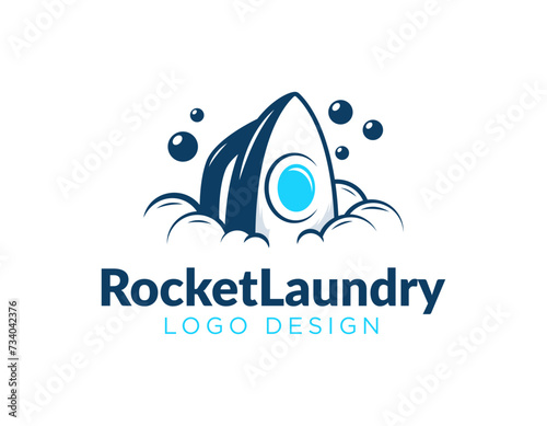 Rocket laundry logo design vector, emblems and design elements