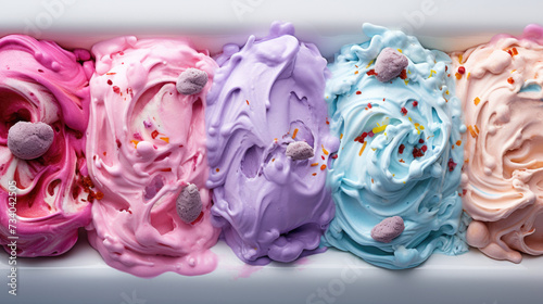 Wallpaper Mural Assorted pastel color ice cream scoops with sprinkles closeup food background Torontodigital.ca