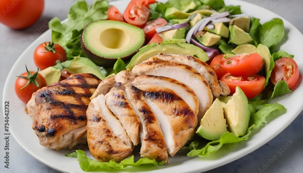 image of a steak cooked on a barbecue grill in a plate with a salad of avocado, greens and tomatoes. food and cooking
image of a steak cooked on a barbecue grill in a plate with a salad of avocado, greens and tomatoes. food and cooking