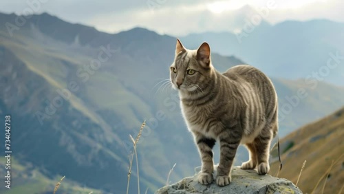 footage of a cat on a mountain photo