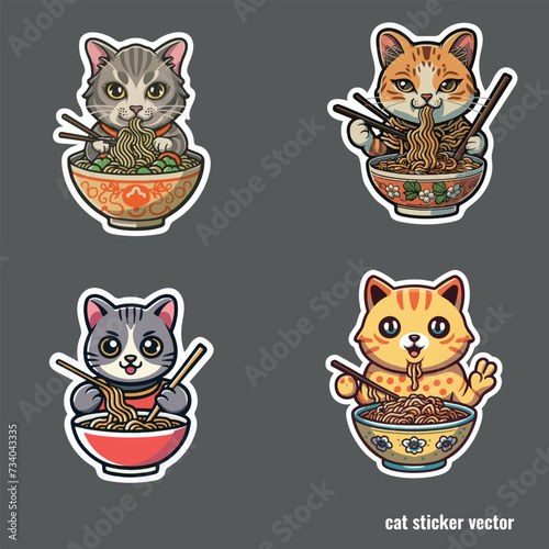 set of funny cartoon cats