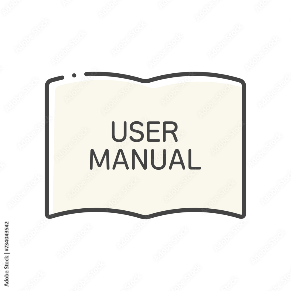 USER MANUALと書いてある本の形のアイコン - シンプルなマニュアルのイメージ素材 USER MANUALと書いてある本の形のアイコン - シンプルなマニュアルのイメージ素材