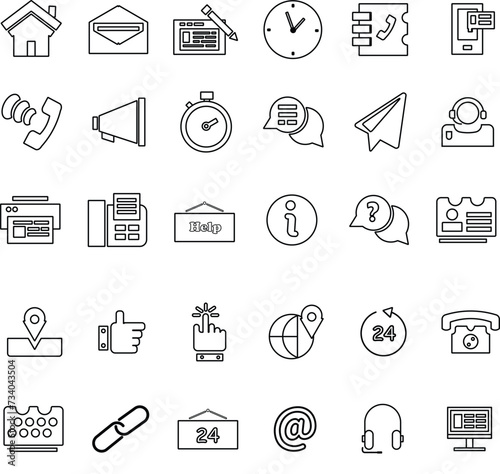 Contact us icon outline set bundle