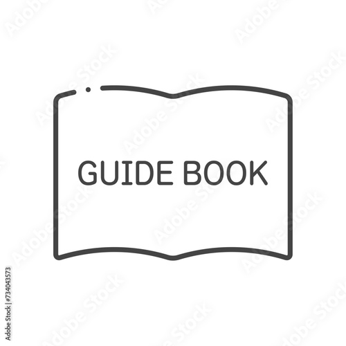 GUIDE BOOKと書いてある本の形のアイコン - シンプルなガイドブックのイメージ素材