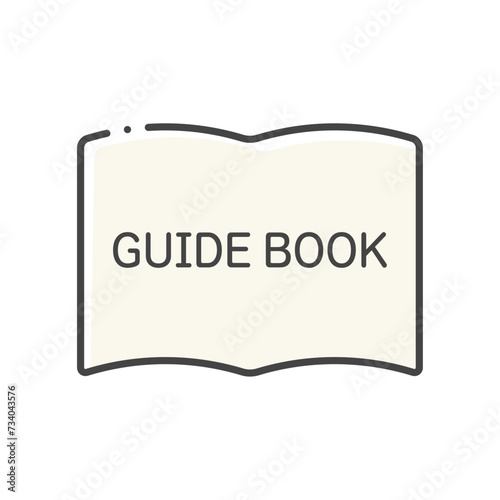 GUIDE BOOKと書いてある本の形のアイコン - シンプルなガイドブックのイメージ素材