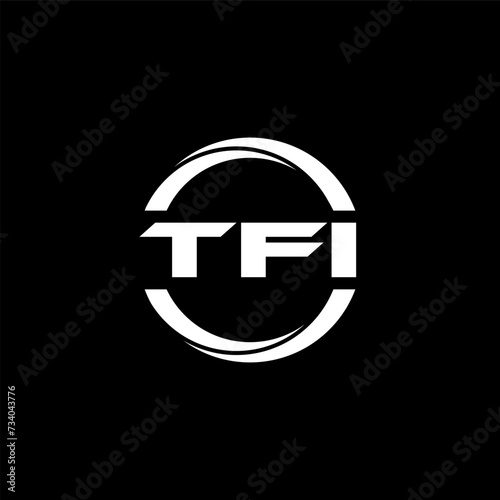 TFI letter logo design with black background in illustrator, cube logo, vector logo, modern alphabet font overlap style. calligraphy designs for logo, Poster, Invitation, etc. photo